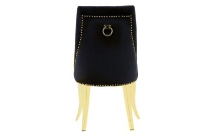Lot de 2 chaises ANNEAU Capitonnées et Cloutées Gold Velours - Noir