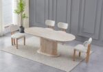 Lot de Chaises Inaya Taupe Pieds Bois Travertin Vert