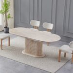 Lot de Chaises Inaya Taupe Pieds Bois Travertin Vert