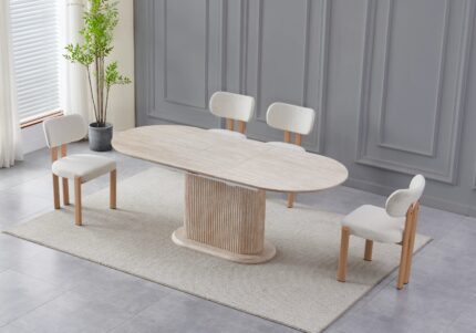 Lot de Chaises Inaya Taupe Pieds Bois Travertin Vert