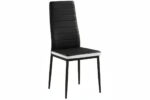 Lot 6 chaises simili cuir noir blanc pieds métal 52x45x90 cm TOLIA