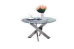 Table Basse Ronde Jessy Verre Transparent Pieds Chrome D80 cm