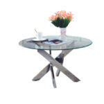 Table Basse Ronde Jessy Verre Transparent Pieds Chrome D80 cm