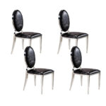 Lot de 4 chaises MEDAILLON en simili cuir croco noir