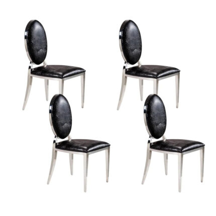 Lot de 4 chaises MEDAILLON en simili cuir croco noir
