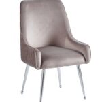 Lot 2 Chaises Salle à Manger Luxury Velours Moka Pieds Chrome 52x65,5x93,5cm