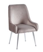 Lot 2 Chaises Salle à Manger Luxury Velours Moka Pieds Chrome 52x65,5x93,5cm