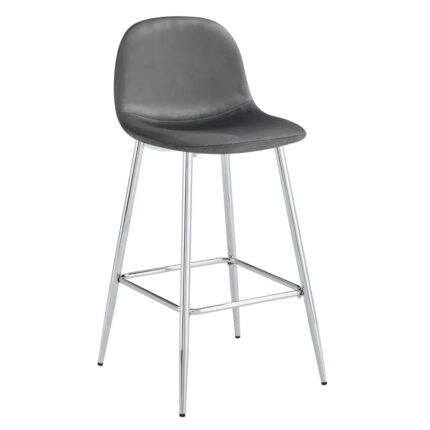 Lot 2 Tabourets de Bar Scandinave Velours Anthracite Pieds Chrome