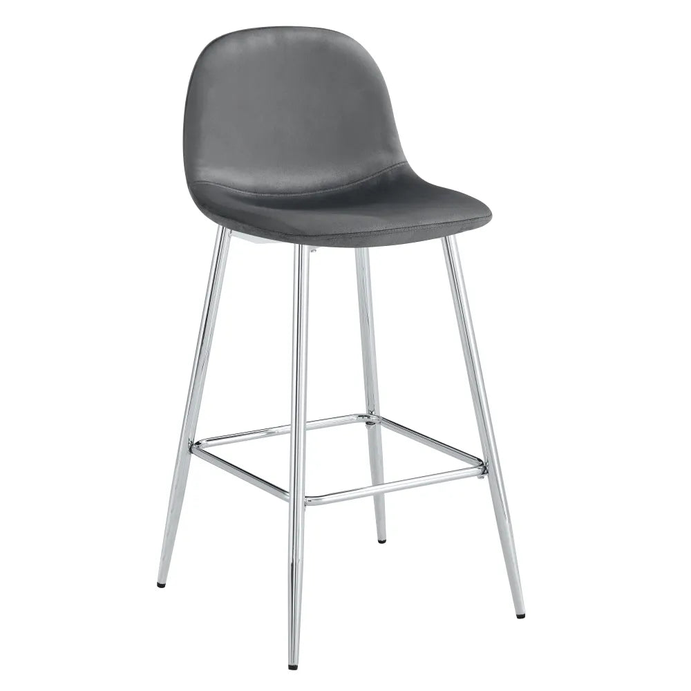 0 4573.jpg Lot 2 Tabourets de Bar Scandinave Velours Anthracite Pieds Chrome