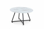 Table Basse Ronde Heloise Céramique Effet Marbre Blanc Métal Noir D80xH45 cm