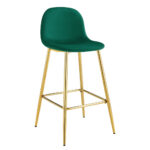 Lot 2 Tabourets de Bar Scandinave Velours Vert Pieds Gold 47,5x43x100cm
