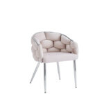 Lot de 2 Chaises BALLON Velours Beige Pieds Chrome
