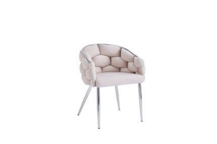 Lot de 2 Chaises BALLON Velours Beige Pieds Chrome