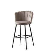 Lot 2 Tabourets de Bar Nymphea Velours Moka Réglables Pieds Métal Noir Hauteur Assise 69cm