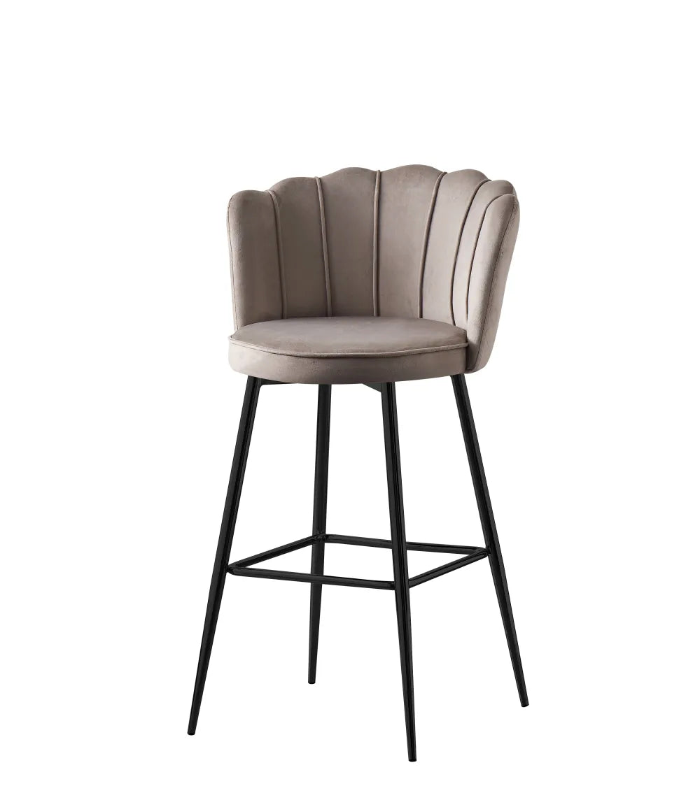 0 4580.jpg Lot 2 Tabourets de Bar Nymphea Velours Moka Réglables Pieds Métal Noir Hauteur Assise 69cm