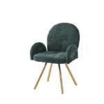 Lot 2 Chaises Salle à Manger Mimi Accoudoirs Vert Sapin Pieds Gold 62x63x92cm