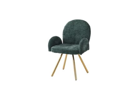 Lot 2 Chaises Salle à Manger Mimi Accoudoirs Vert Sapin Pieds Gold 62x63x92cm
