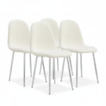Lot de 4 Chaises Scandinaves Tissu Doudou Pieds Chrome 43,5x40x87cm