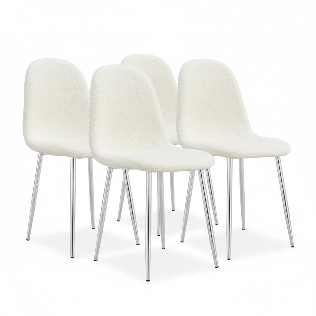 0 4595.jpg Lot de 4 Chaises Scandinaves Tissu Doudou Pieds Chrome 43,5x40x87cm