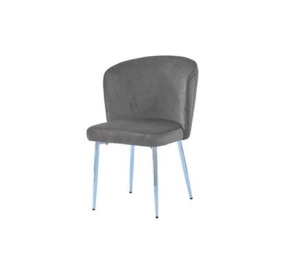 Lot de 4 Chaises Diana Velours Anthracite Pieds Chrome