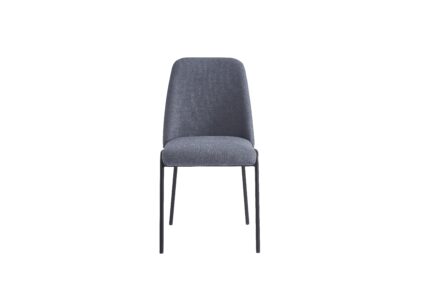 Lot de 4 Chaises Cali Tissu Effet Lin Anthracite Pieds Métal Noir 47x58.5x86.5 cm