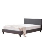 Lit Melbourne Simili Cuir Gris 140x190 cm Sommier Intégré