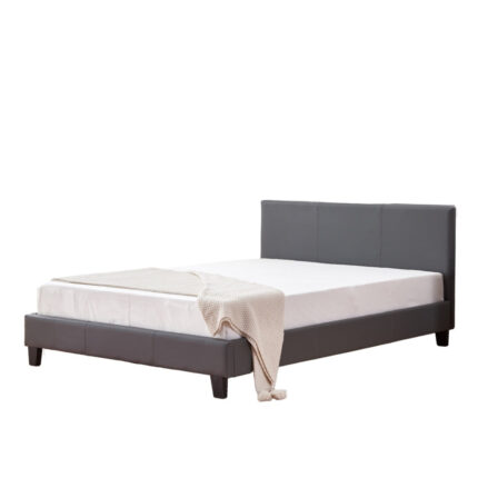 Lit Melbourne Simili Cuir Gris 140x190 cm Sommier Intégré