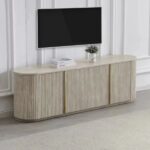 Meuble TV Terra Ovale Travertin Sable Vert