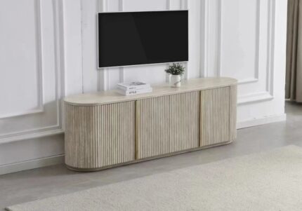 Meuble TV Terra Ovale Travertin Sable Vert
