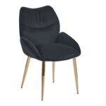 Lot de 2 Chaises Velours Noir LOHA Pieds Métal Dorés