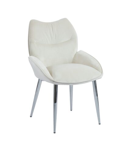 Lot de 2 Chaises en velours Beige LOHA pied métal Chrome