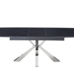 Table à Manger Extensible Bianca Céramique Marbrée Noire Chrome 160/200 cm