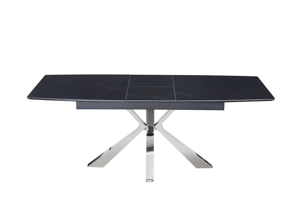 0 4612.jpg Table à Manger Extensible Bianca Céramique Marbrée Noire Chrome 160/200 cm