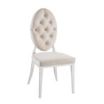 Lot de 4 chaises MEDAILLON capitonnées chrome et velours Beige