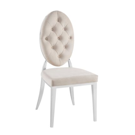 Lot de 4 chaises MEDAILLON capitonnées chrome et velours Beige
