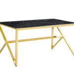 Table à Manger Majestique Verre Trempé Marbré Noir 150x90 cm