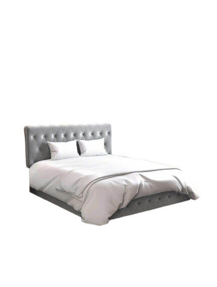 Lit Coffre 2 Places Corsica Velours Beige 140x190 cm