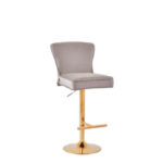 Lot 2 Tabourets de Bar Gabrielle Velours Moka Pieds Gold Hauteur Assise 65cm
