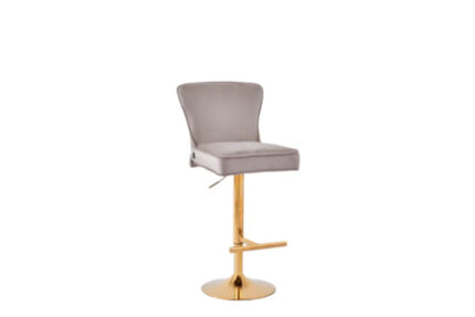 Lot 2 Tabourets de Bar Gabrielle Velours Moka Pieds Gold Hauteur Assise 65cm