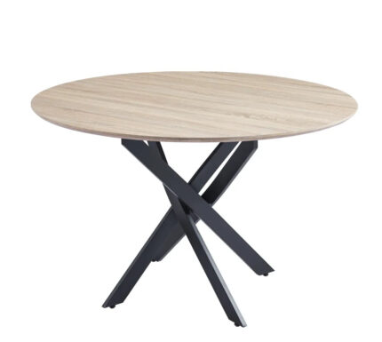 Table à Manger Jessica Chêne Pieds Métal Noir 120 cm