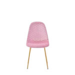 Lot 4 Chaises Salle à Manger Scandinaves Abeille Velours Rose Pieds Gold