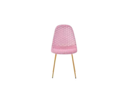 Lot 4 Chaises Salle à Manger Scandinaves Abeille Velours Rose Pieds Gold