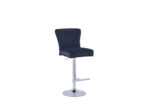 Lot 2 Tabourets de Bar Gabrielle Velours Noir Pieds Chrome Hauteur Assise 65cm