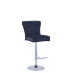 Lot 2 Tabourets de Bar Gabrielle Velours Noir Pieds Chrome Hauteur Assise 65cm