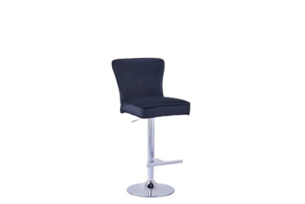 Lot 2 Tabourets de Bar Gabrielle Velours Noir Pieds Chrome Hauteur Assise 65cm