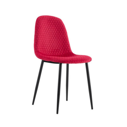 Lot 4 Chaises Salle à Manger Scandinave Alvéole Velours Fuchsia Pieds Métal Noir