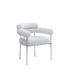 Lot 2 Chaises Salle à Manger Bulle Accoudoirs Velours Serge Gris Pieds Chrome 72x60x77cm