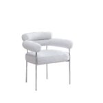 Lot 2 Chaises Salle à Manger Bulle Accoudoirs Velours Serge Gris Pieds Chrome 72x60x77cm