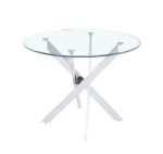 Table à Manger Ronde Jessica Verre Transparent Pieds Chrome 100 cm