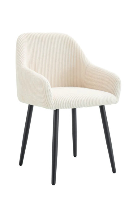 Lot de 2 Chaises Peach Accoudoirs Tissu Beige Pieds Métal Noir